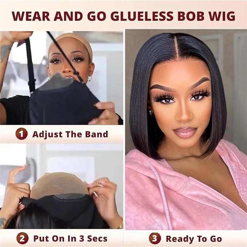 4x4 Transparent Lace Front Bob Wig – Glueless Human Hair, Natural Look, Beginner Friendly