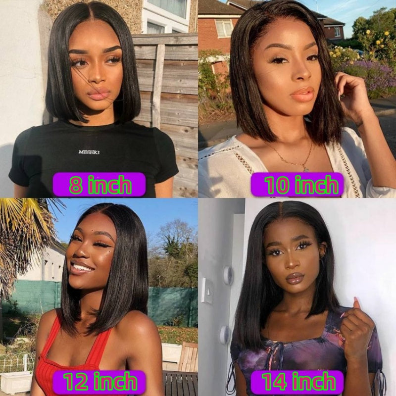 4x4 Transparent Lace Front Bob Wig – Glueless Human Hair, Natural Look, Beginner Friendly