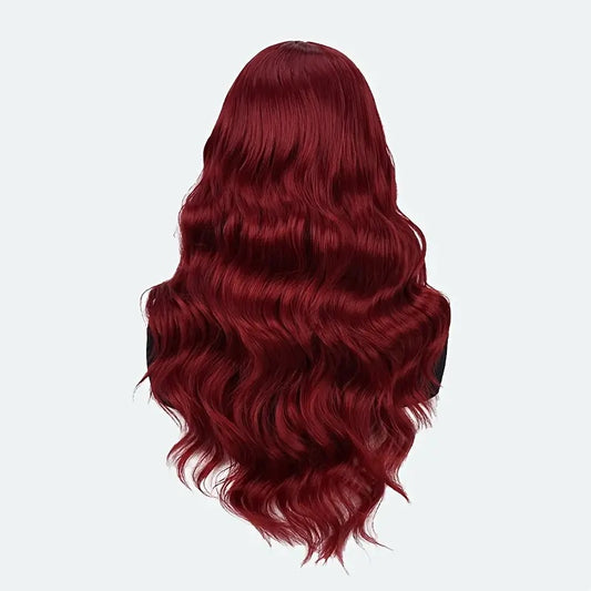 Gorgeous 24” Red Wavy Wig – Natural Lace Front, Everyday & Cosplay Ready