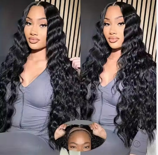Glueless Loose Deep Wave Wig – 70% Human Hair, HD Transparent Lace, 200% Density