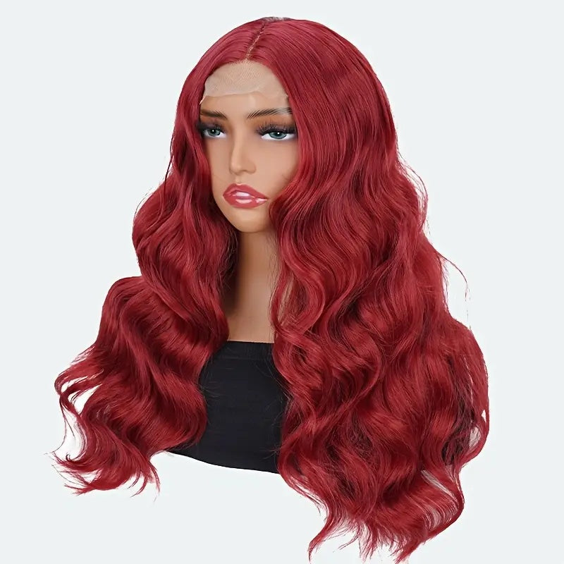 Gorgeous 24” Red Wavy Wig – Natural Lace Front, Everyday & Cosplay Ready