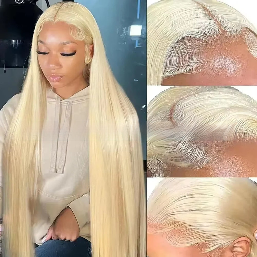 Luxury 613 Blonde Wig – 100% Human Hair, Silky Straight, 12–40 Inch, Dye Any Color