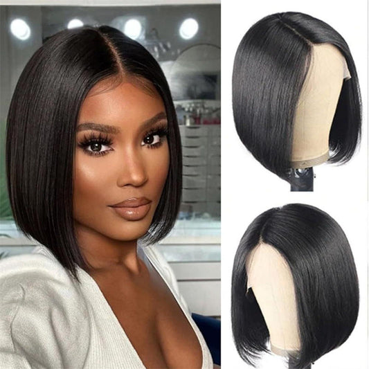 4x4 Transparent Lace Front Bob Wig – Glueless Human Hair, Natural Look, Beginner Friendly
