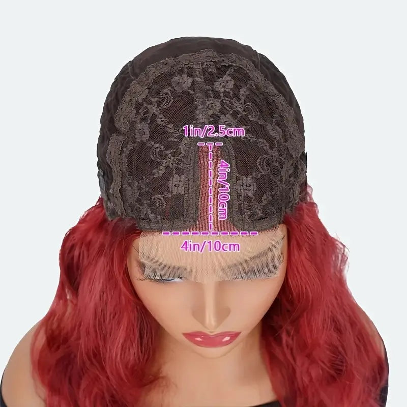 Gorgeous 24” Red Wavy Wig – Natural Lace Front, Everyday & Cosplay Ready