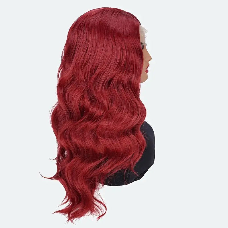 Gorgeous 24” Red Wavy Wig – Natural Lace Front, Everyday & Cosplay Ready