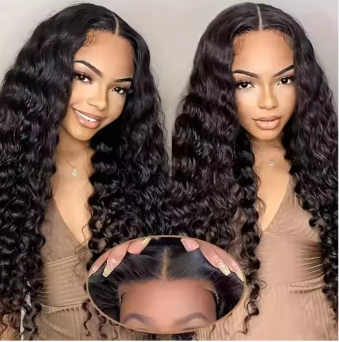 Glueless Loose Deep Wave Wig – 70% Human Hair, HD Transparent Lace, 200% Density